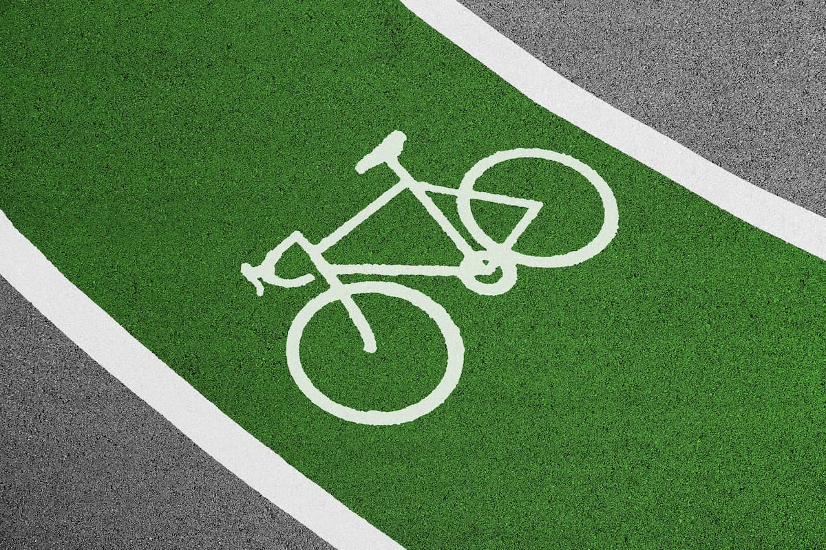 stenciled bike route sign