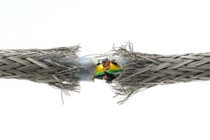 a photo of a frayed cable