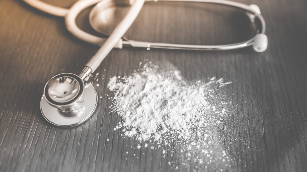 stethoscope and talcum powder